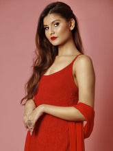 Jolly Red Chikankari Kurta Set